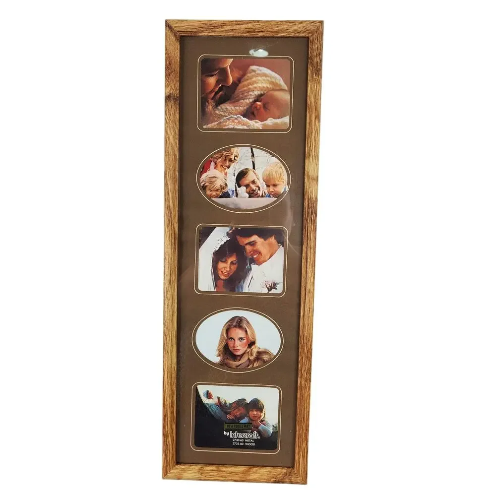 VTG Intercraft Reversible Mat Wood Multi Picture Frame Retro Wall Hanging Decor